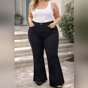 Ava & Viv Women’s Plus Size 22 Black High Rise Bell Leg Flare Jeans 32 Inseam
